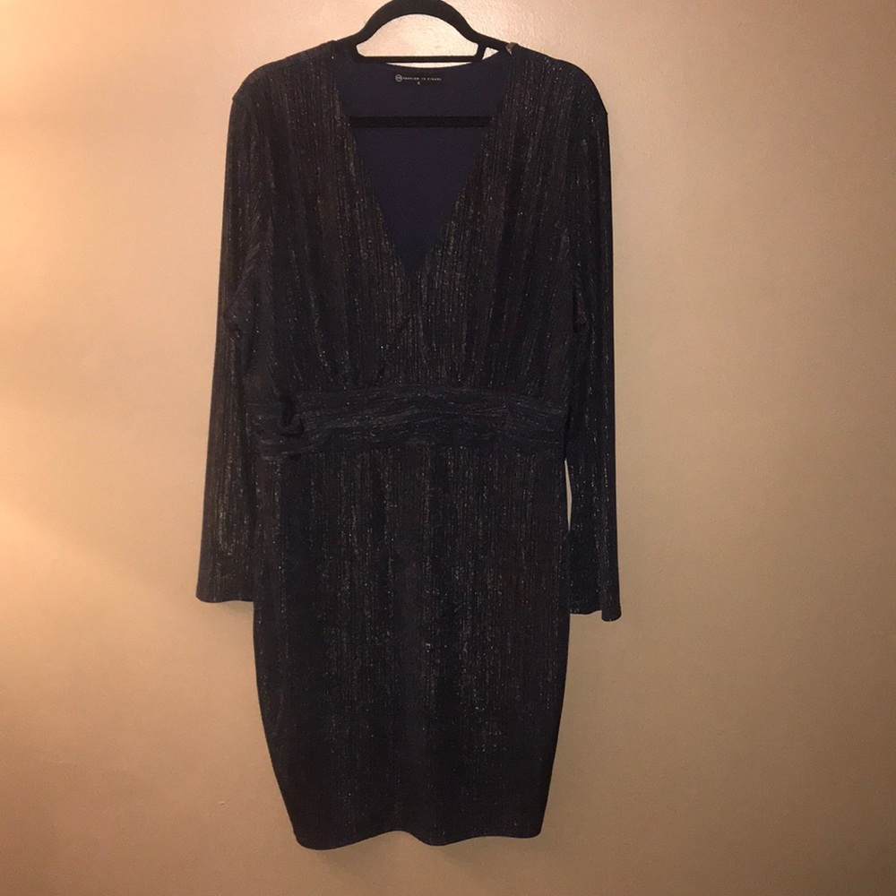 Navy and Gold Striped Plus Dress.